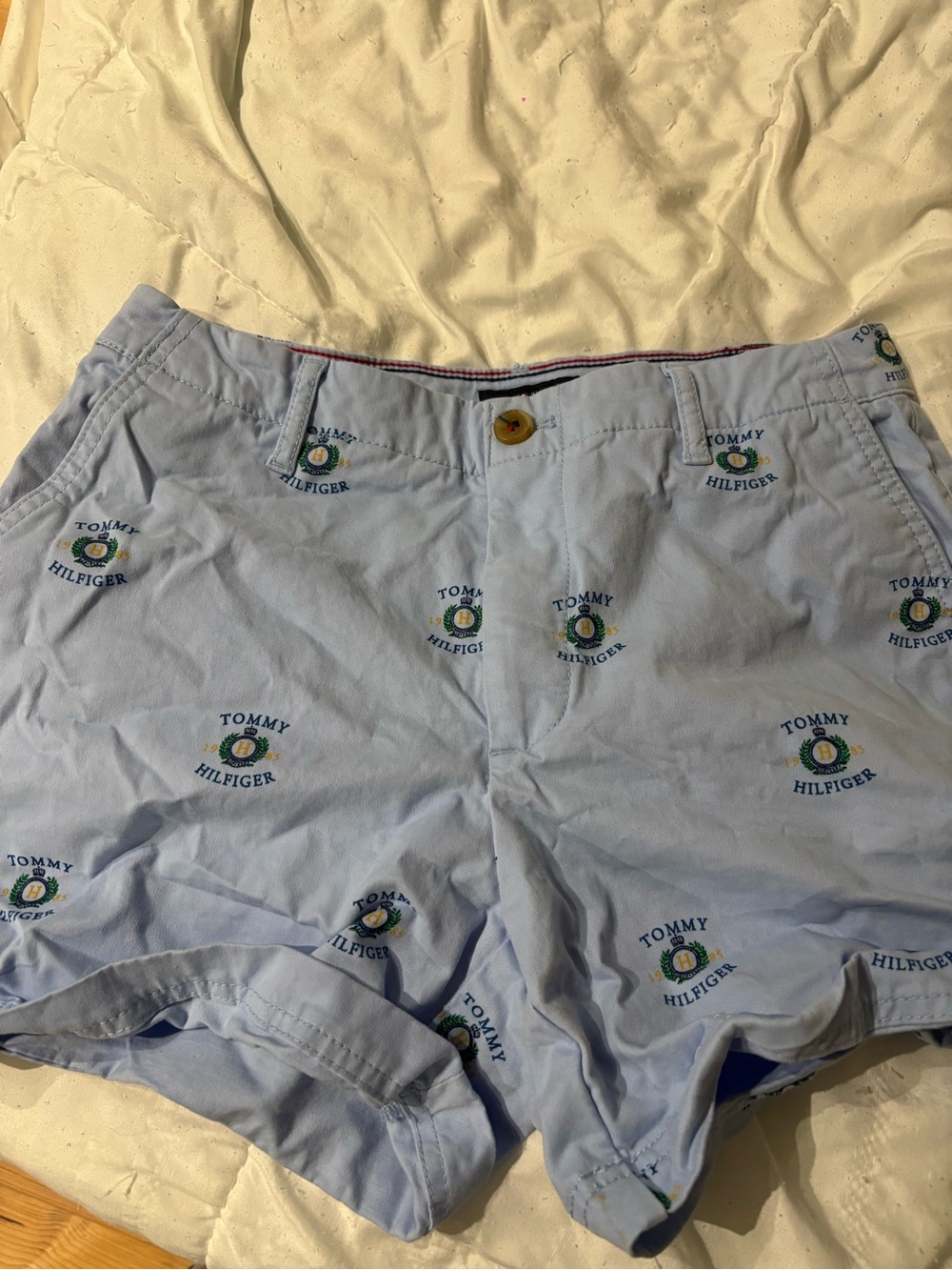 Tommy Hilfiger Light Blue Logo Embroidered Women's Bermuda Shorts